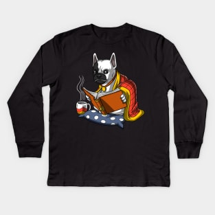 French Bulldog Reading Book Kids Long Sleeve T-Shirt